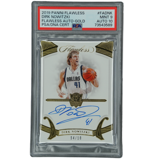Dirk Nowitzki 2019 Flawless Auto Gold 4/10 PSA 9 #FA-DNK