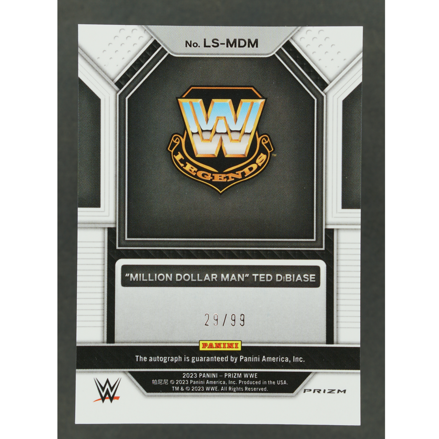 "Million Dollar Man" Ted DiBiase 2023 Prizm Legendary Signatures Red 29/99 #LS-MDM