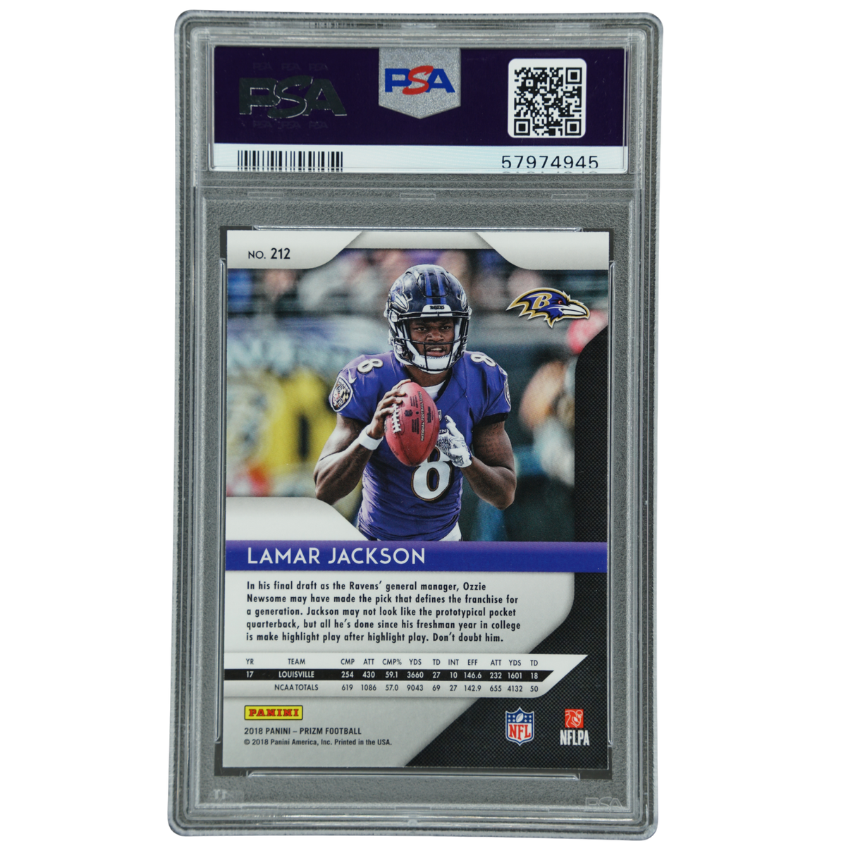 Lamar JAckson 2018 Prizm RC PSA 10 #212