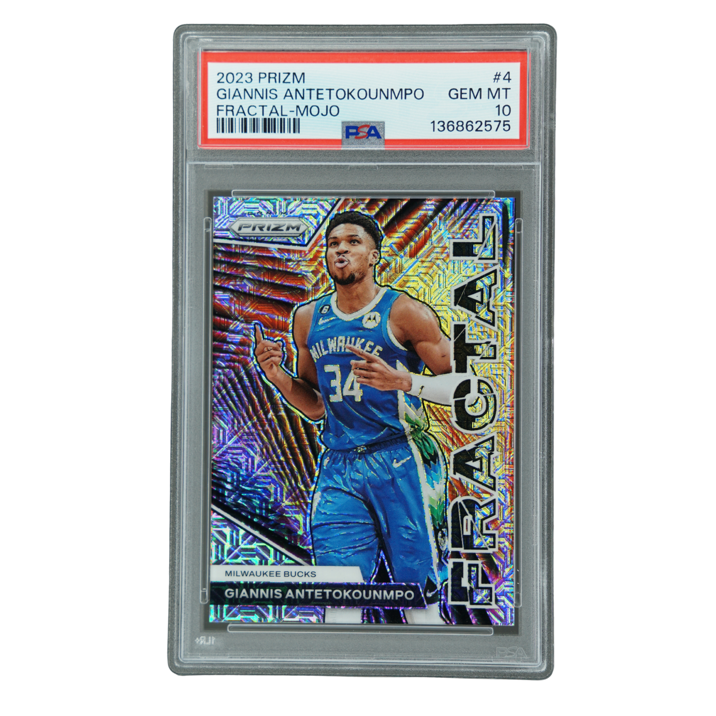 Giannis Antetokounmpo 2023 Prizm Fractal Mojo 20/25 PSA 10 #4