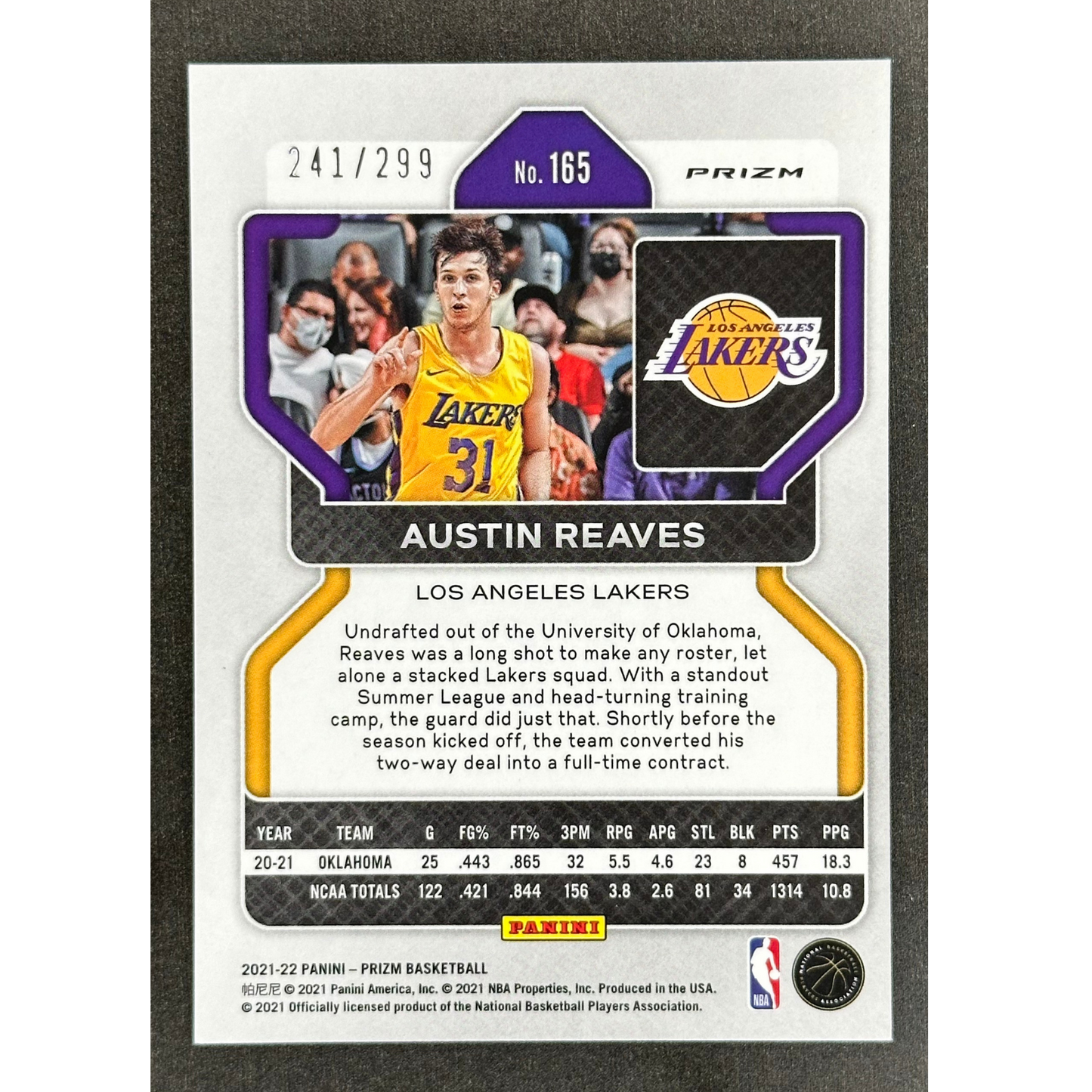 Austin Reaves 2021 Prizm Red 241/299 RC #165