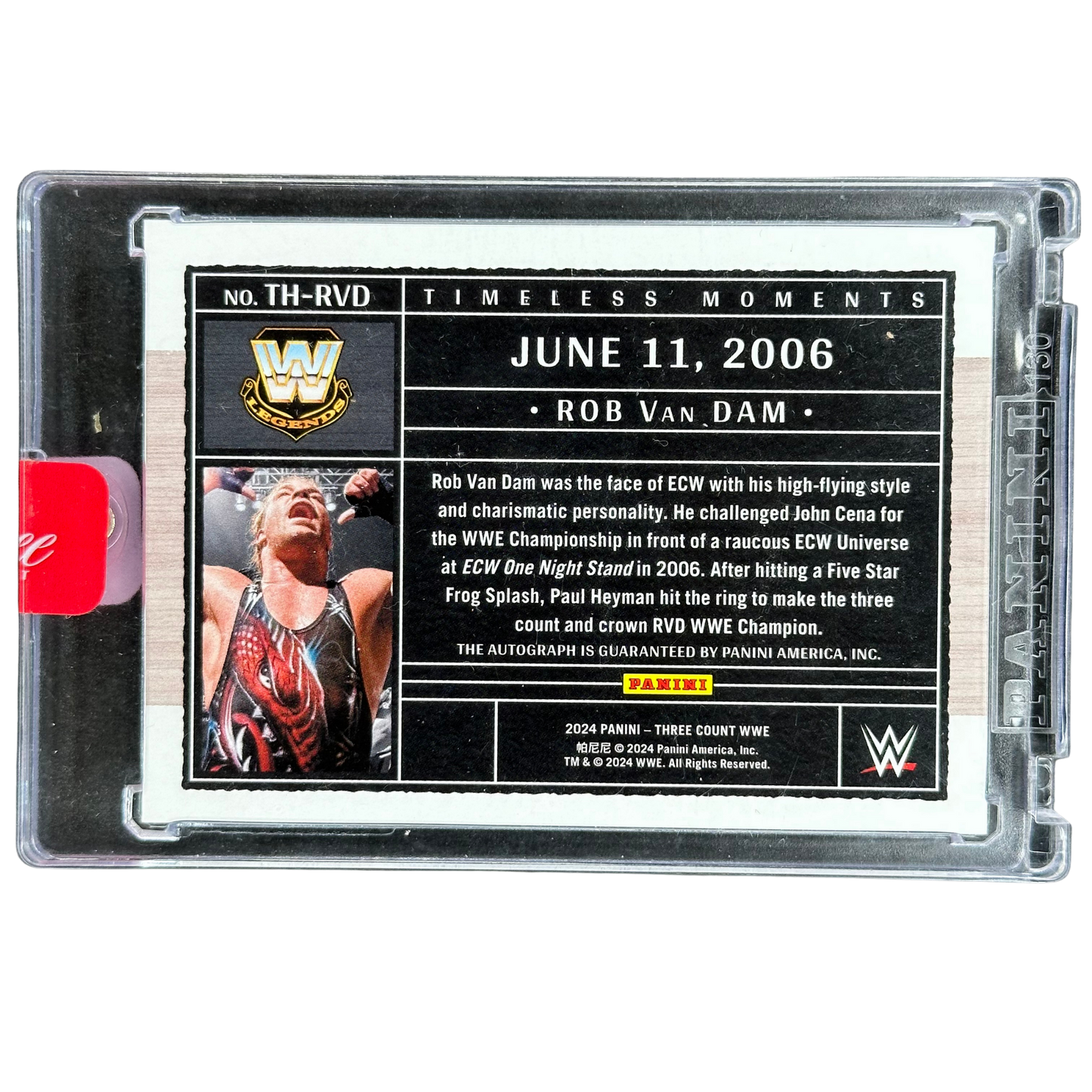 Rob Van Dam 2024 Three Count Timeless Moments Auto 24/49 #TH-RVD