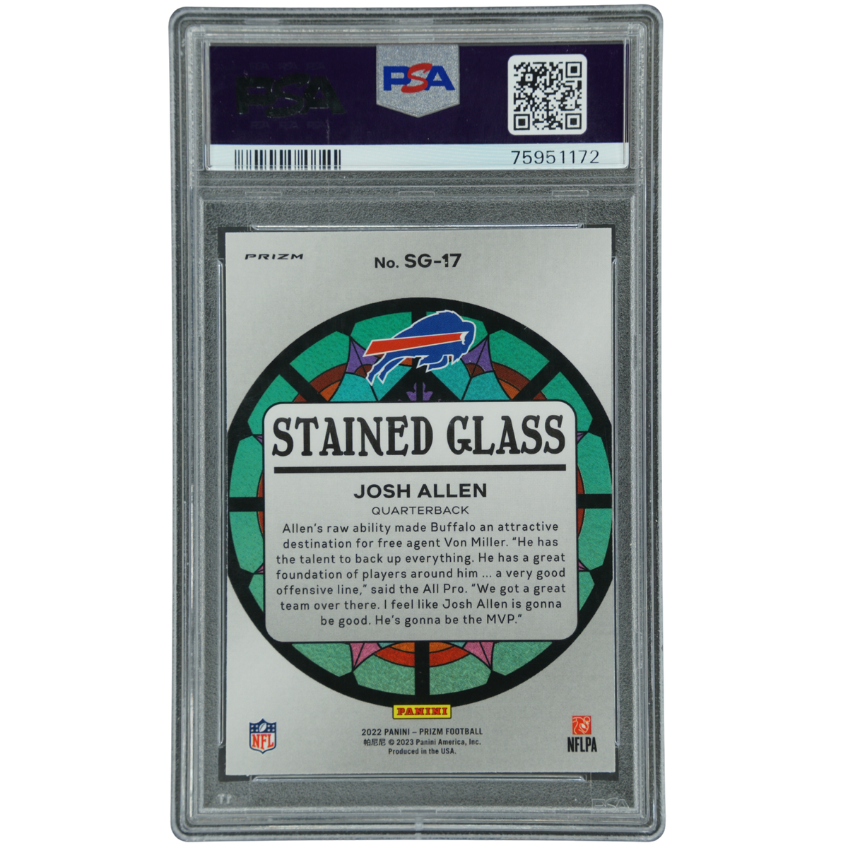 Josh Allen 2022 Prizm Stained Glass PSA 10 #SG-17