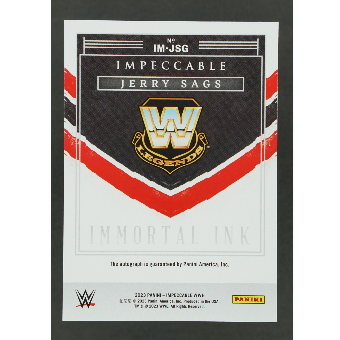 Jerry Sags 2023 Impeccable Immortal Ink Auto 48/75 #IM-JSG