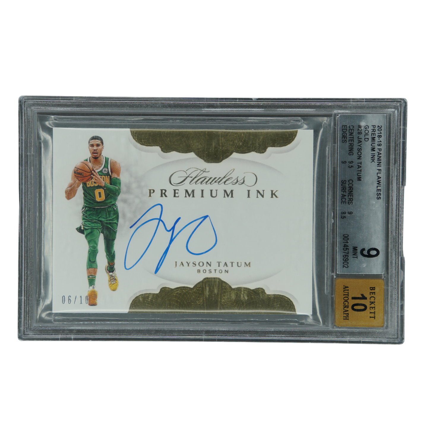 Jayson Tatum 2018 Flawless Premium Ink Auto Gold 6/10 BGS 9 #28