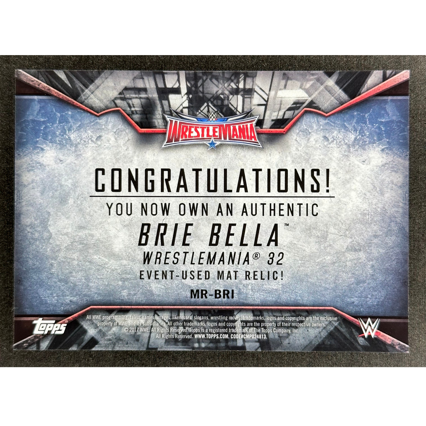 Brie Bella 2017 Topps Wrestlemania 32 Event Used Mat Relic 154/199