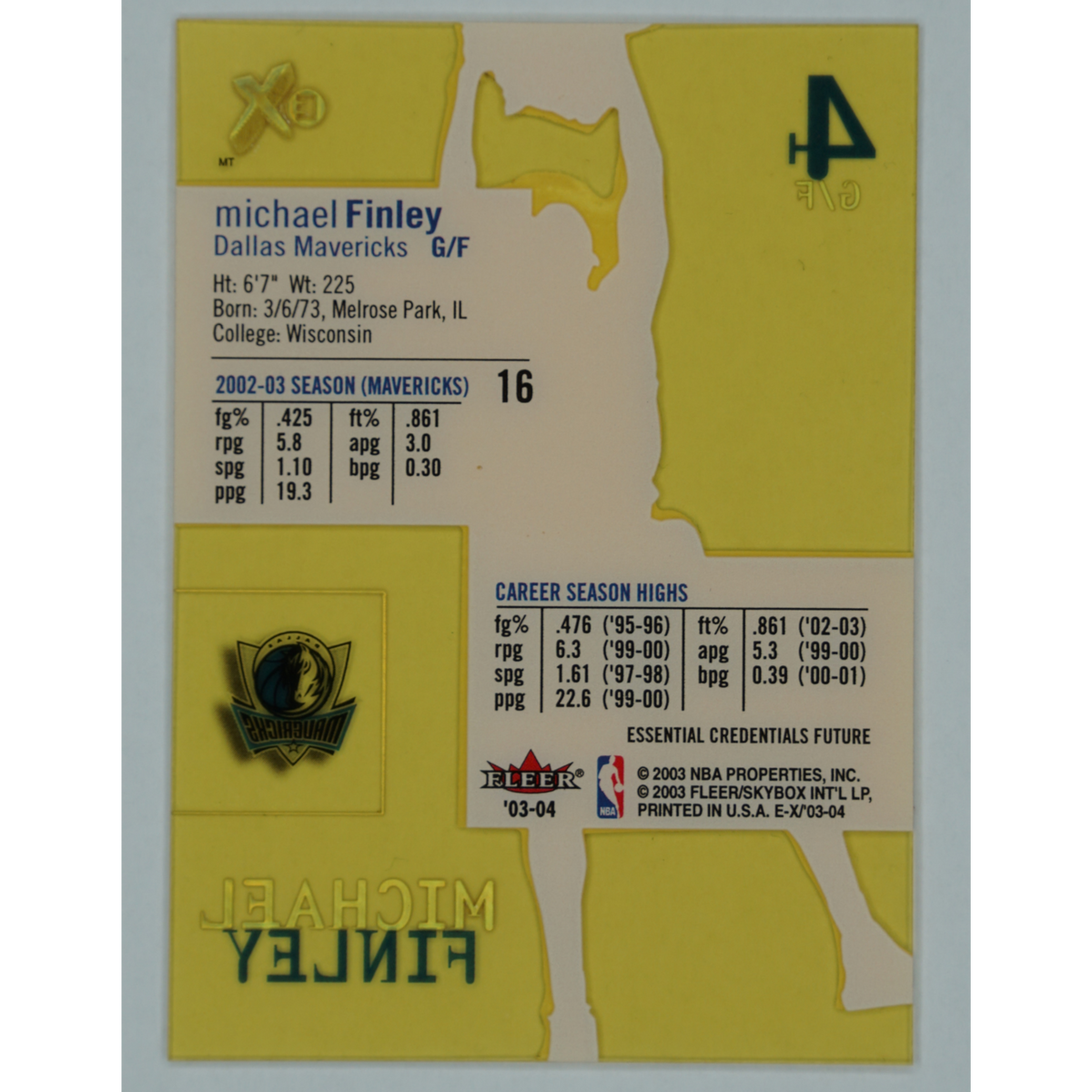 Michael Finley 2003-04 Essential Credentials 8/87 #16