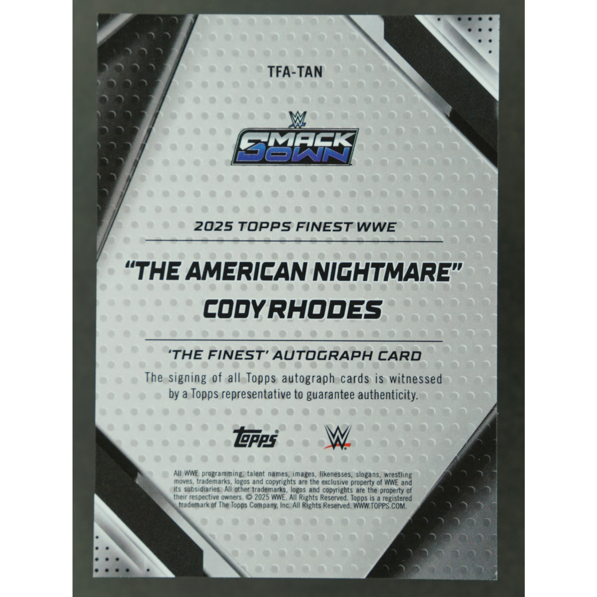 "The American Nightmare" Cody Rhodes 2025 Finest The Finest Auto 14/75 #TFA-TAN