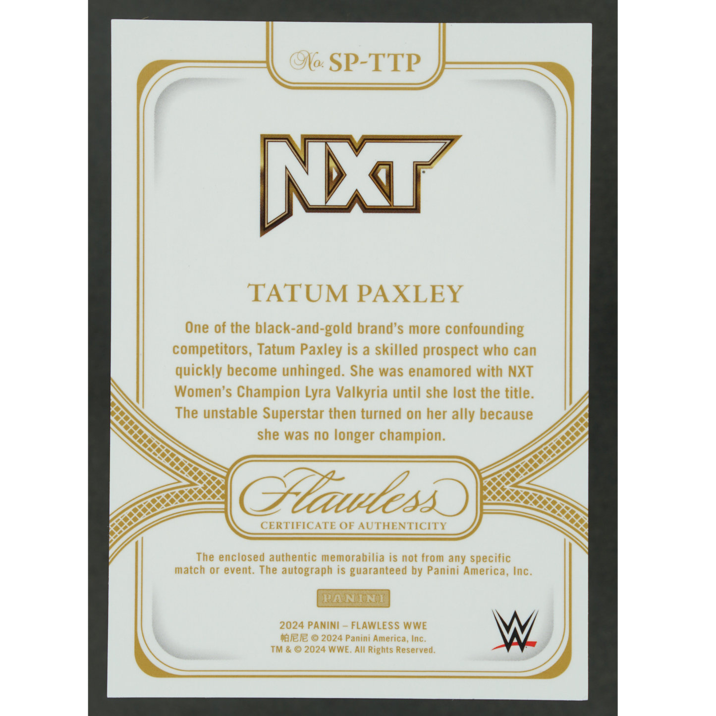 Tatum Paxley 2024 Flawless Memorabilia Auto 24/25 #SP-TTP