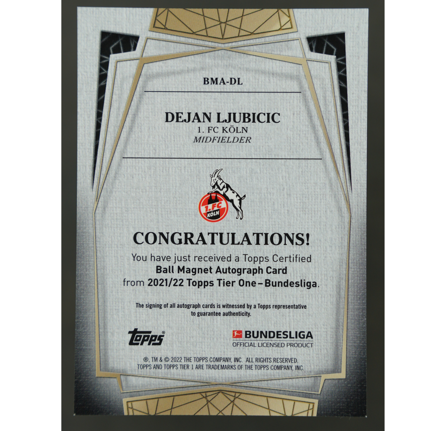Dejan Ljubicic 2022 Tier One Bundesliga RC Auto 8/10 #BMA-DL