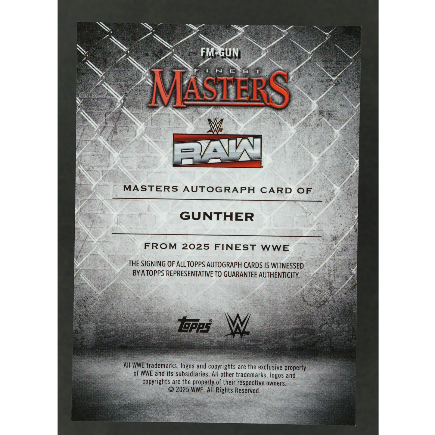 Gunther 2025 Finest Masters Auto #FM-GUN