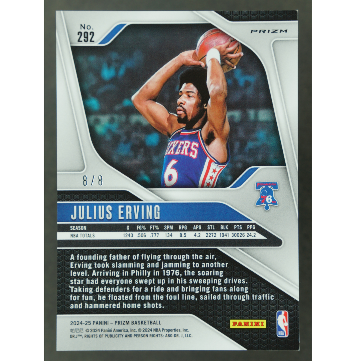 Julius Erving 2024 Prizm Legends 8/8 #292
