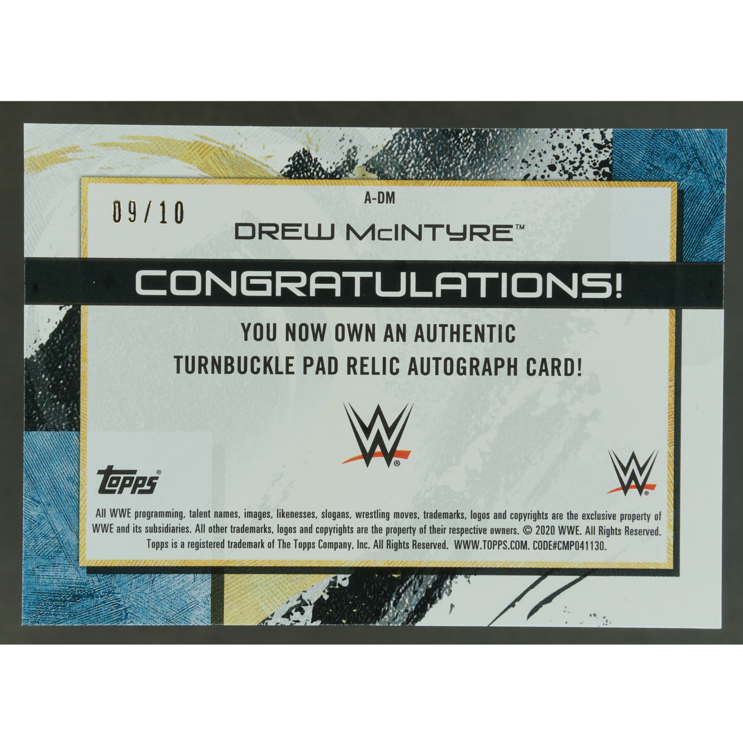 Drew McIntyre 2020 Fully Loaded Turnbuckle Relic Auto 9/10 #A-DM
