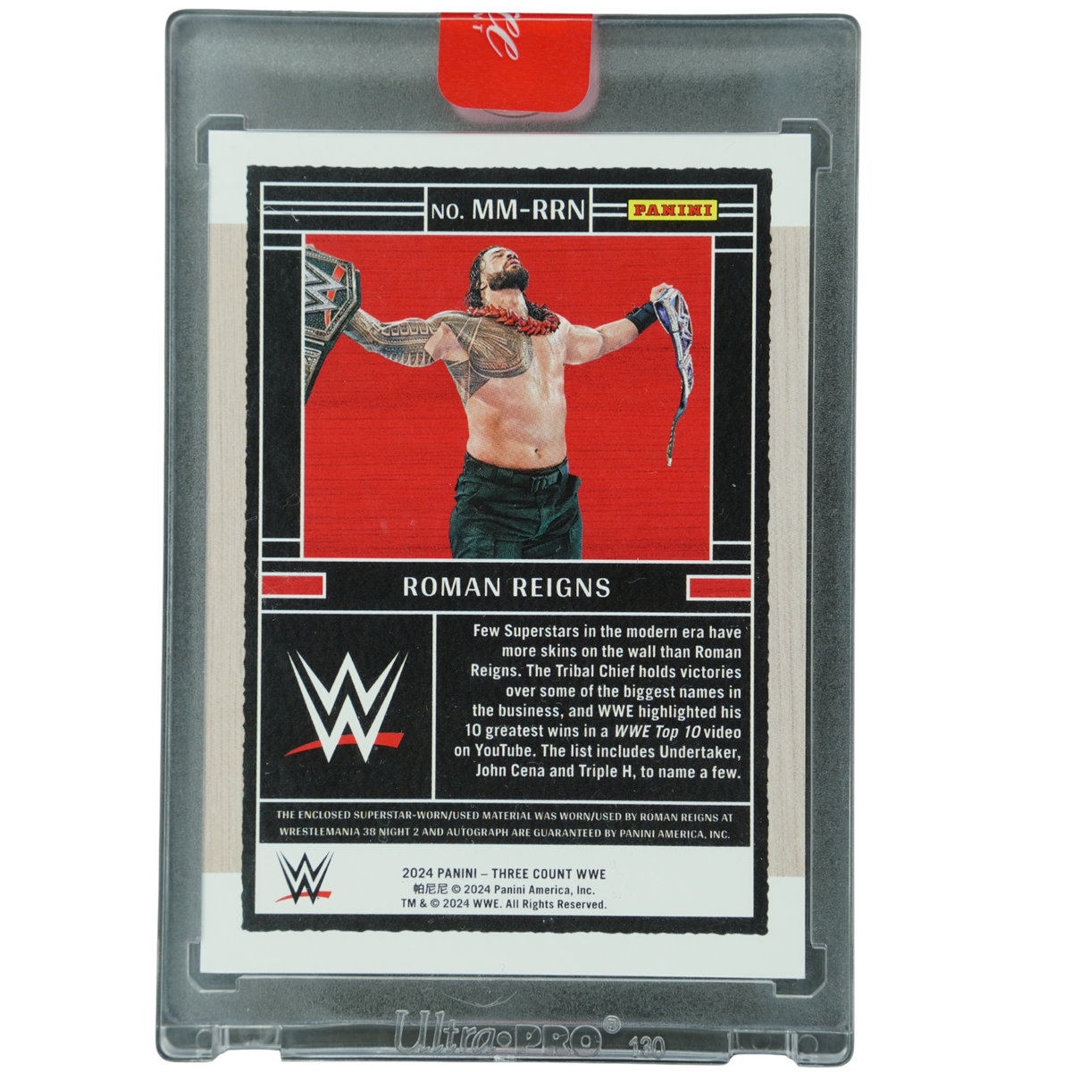 Roman Reigns 2024 Three Count Memorabilia Auto 21/49 #MM-RRN