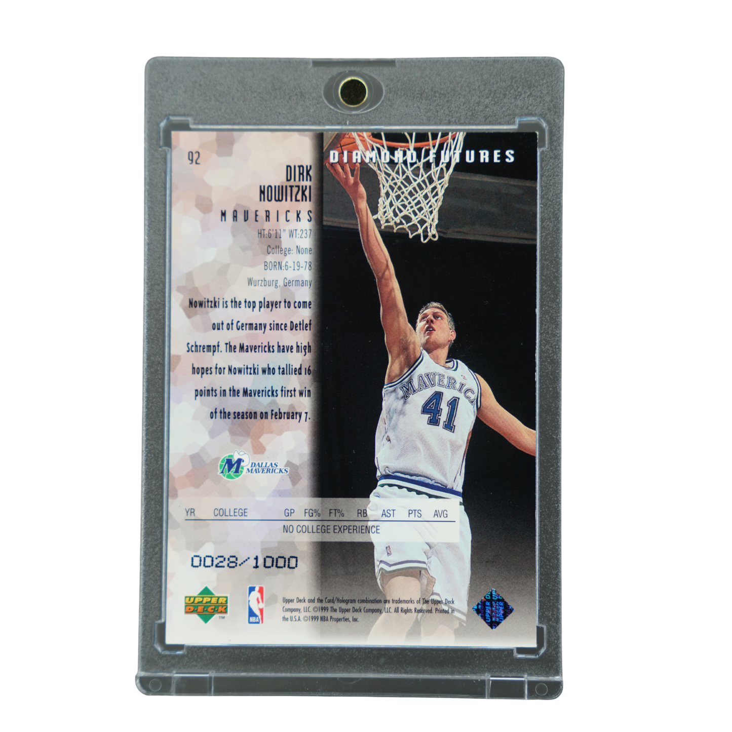 Dirk Nowitzki 1998-99 Black Diamond RC 27/1000 #92