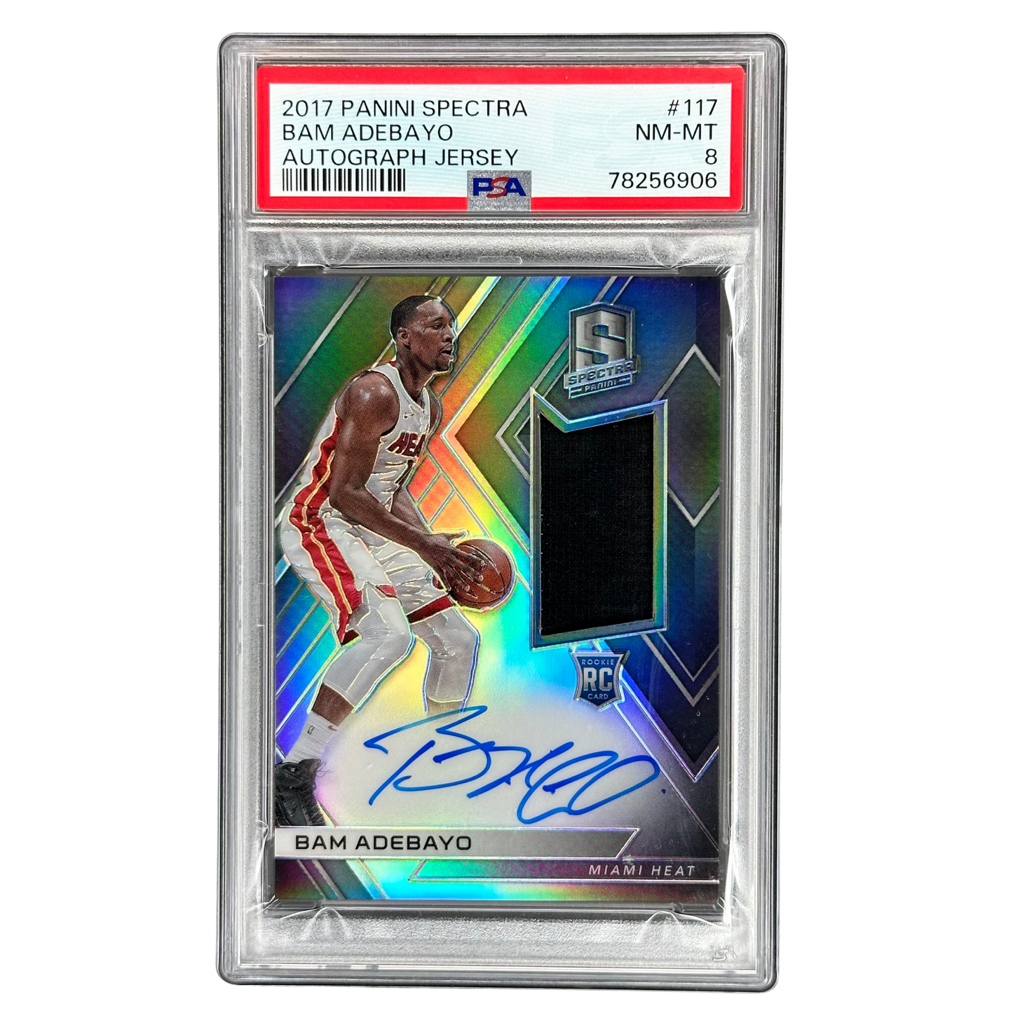 Bam Adebayo 2017 Spectra  Rookie Jersey Auto 192/299 PSA 8 #177