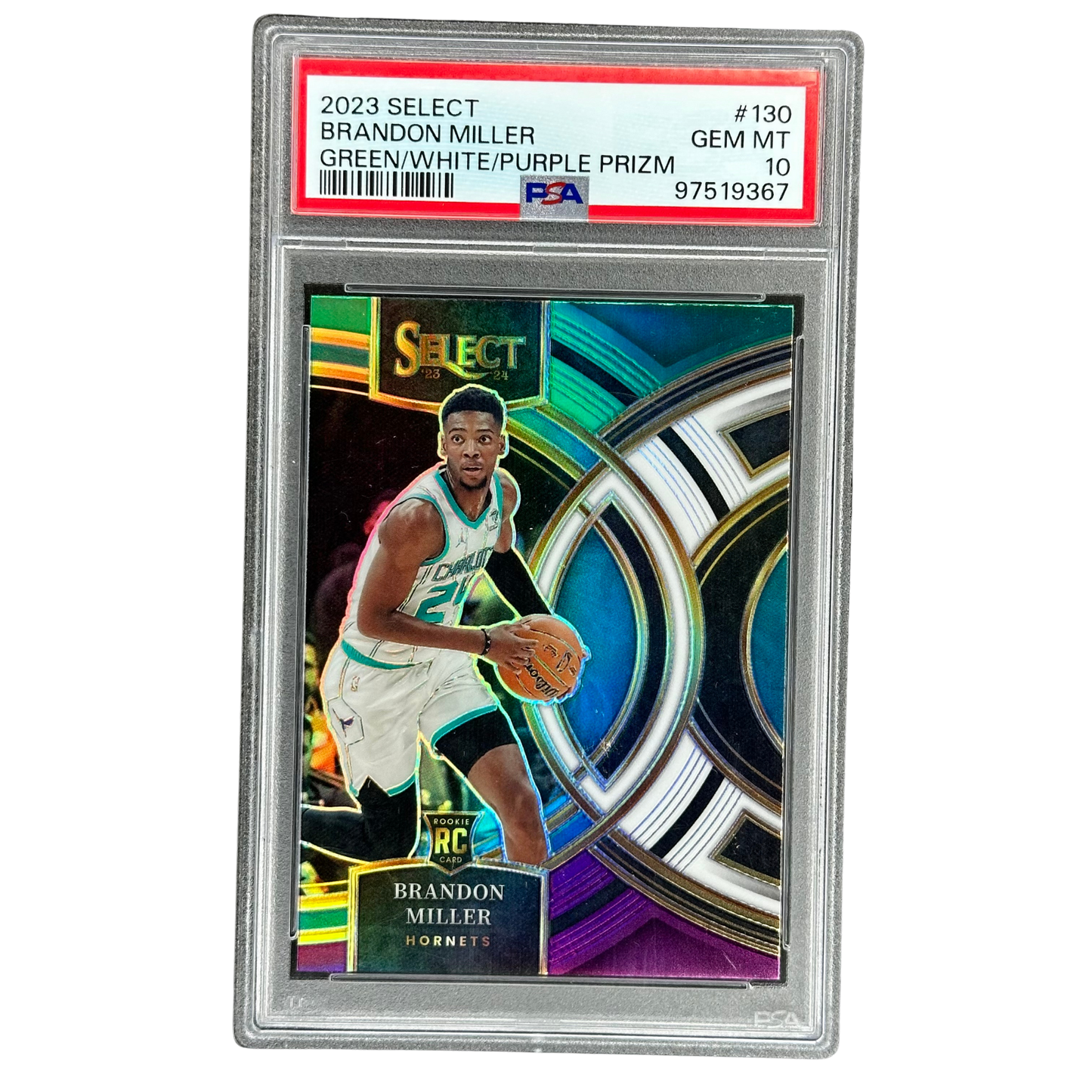 Brandon Miller 2023 Select Green/White/Purple RC Rookie Card PSA 10 #130