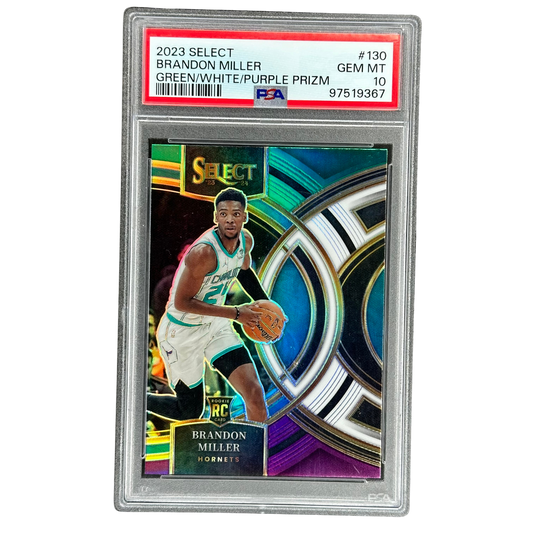 Brandon Miller 2023 Select Green/White/Purple RC Rookie Card PSA 10 #130
