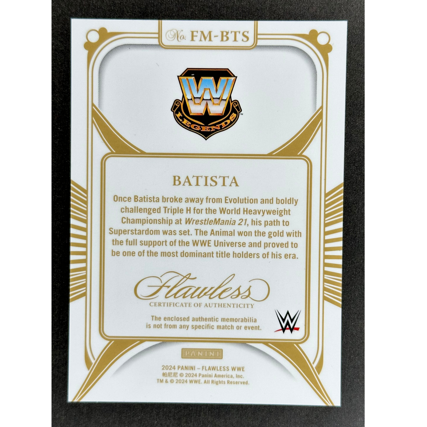 Batista 2024 Flawless Memorabilia 3/15 #FM-BTS