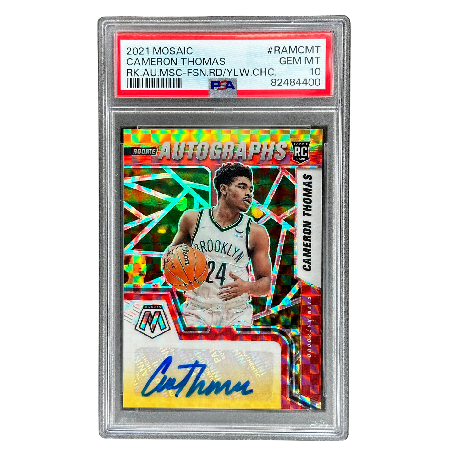 Cameron Thomas 2021 Mosaic Red Yellow Choice RC Rookie Card Auto PSA 10 #RAMCMT