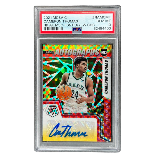 Cameron Thomas 2021 Mosaic Red Yellow Choice RC Rookie Card Auto PSA 10 #RAMCMT