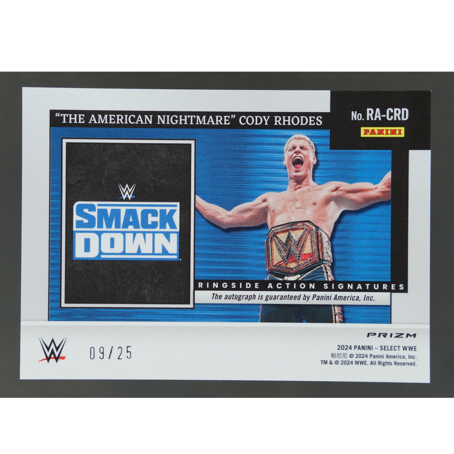 Cody Rhodes 2024 Select Ringside Action Signatures Tie-Dye Auto 9/25 #RA-CRD