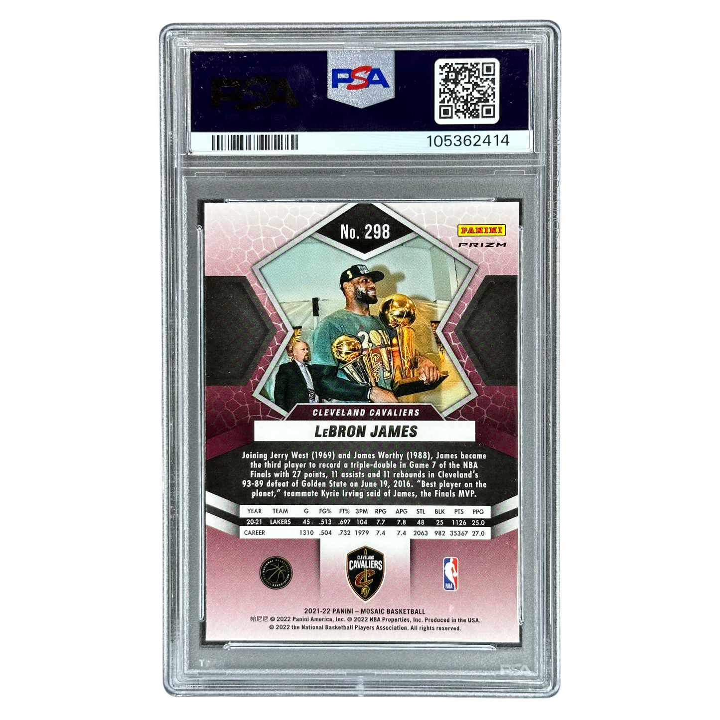 Lebron James 2021 Mosaic Green Mosaic Finals MVP PSA 10 #298