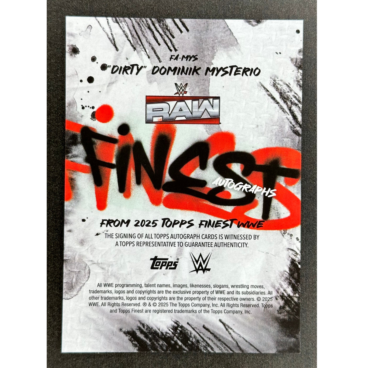 "Dirty" Dominik Mysterio 2025 Finest Autographs 4/50 Gold #FA-MYS