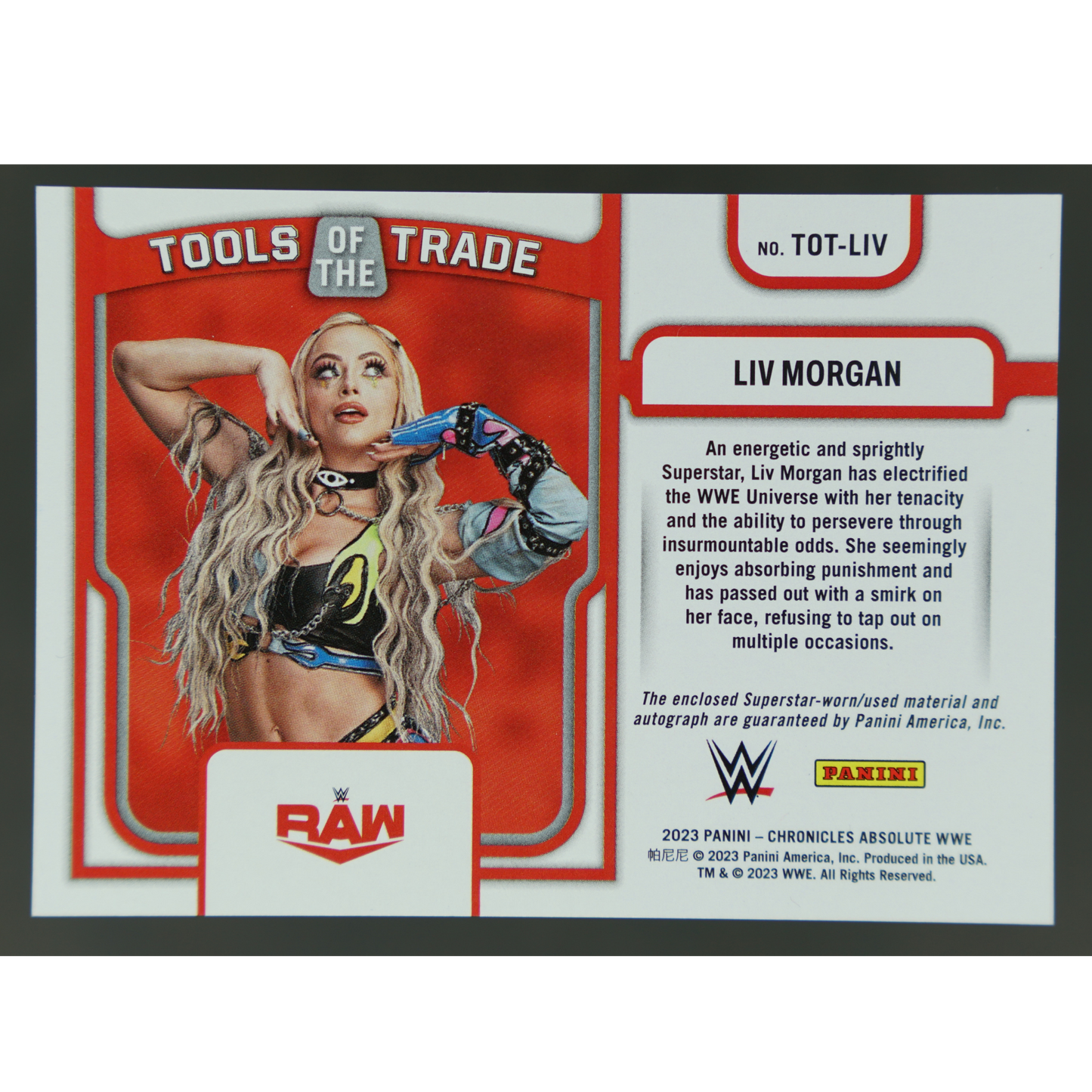 Liv Morgan 2023 Chronicles Absolute tools of the trade Memorabilia Auto 98/99 #TOT-LIV