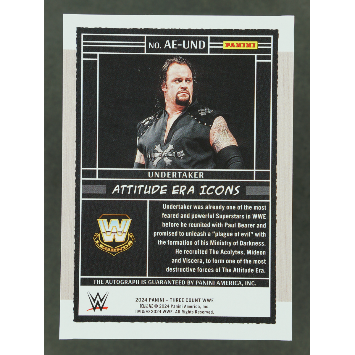 Undertaker 2024 Three Count Attitude Era Icons Auto 1/15 #AE-UND