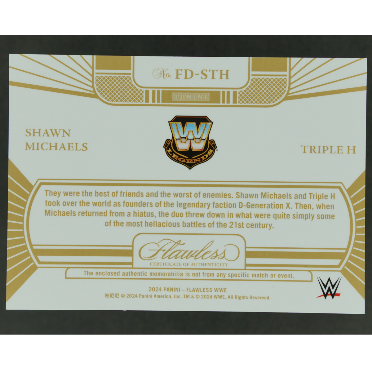 Shawn Michaels und Triple H 2024 Flawless Dual Memorabilia 5/8 #FD-STH