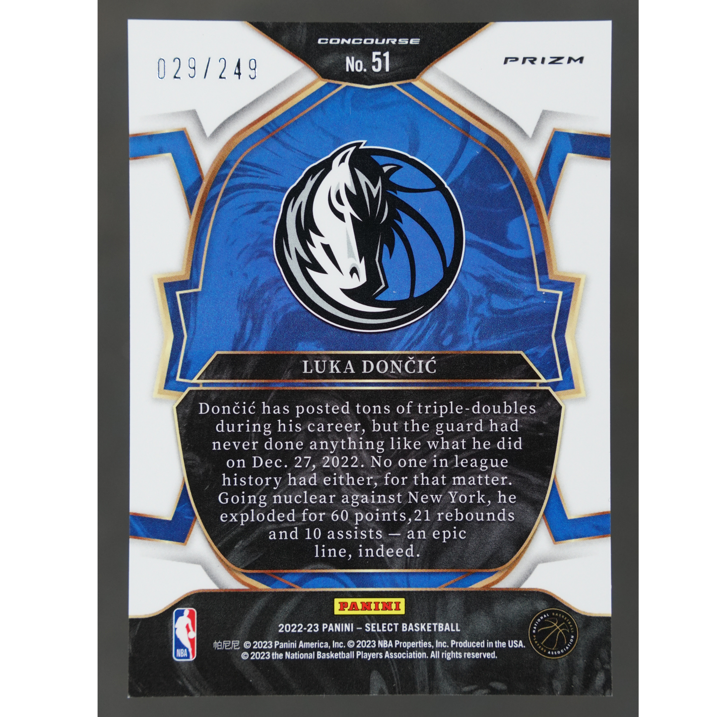Luka Doncic 2022 Select 29/249 #51