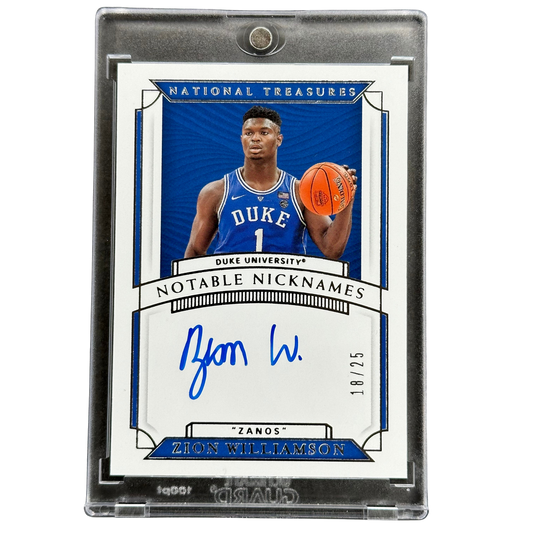 Zion Williamson 2019 National Treasures Collegiate Notible Nicknames "Zanos" Auto 18/25 #1