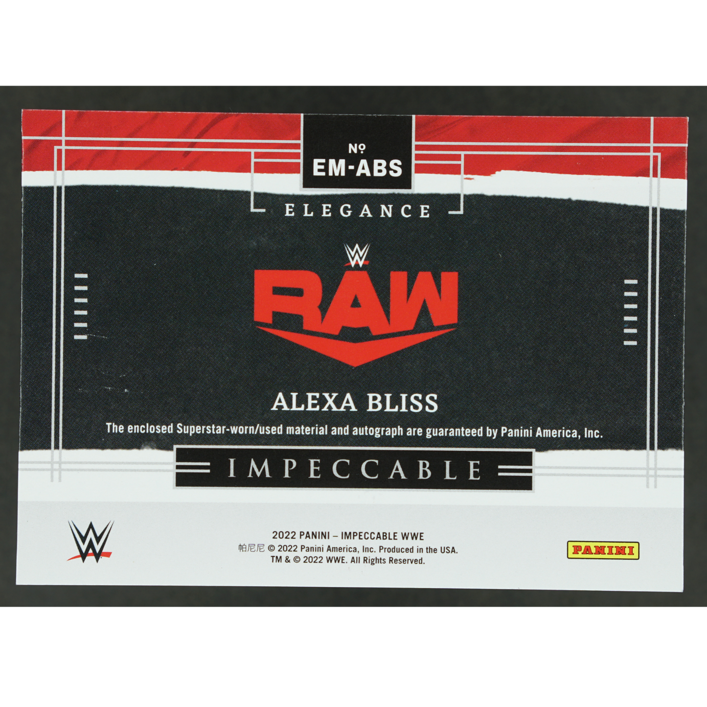 Alexa Bliss 2022 Impeccable Elegance Memorabilia Auto 88/99 #EM-ABS