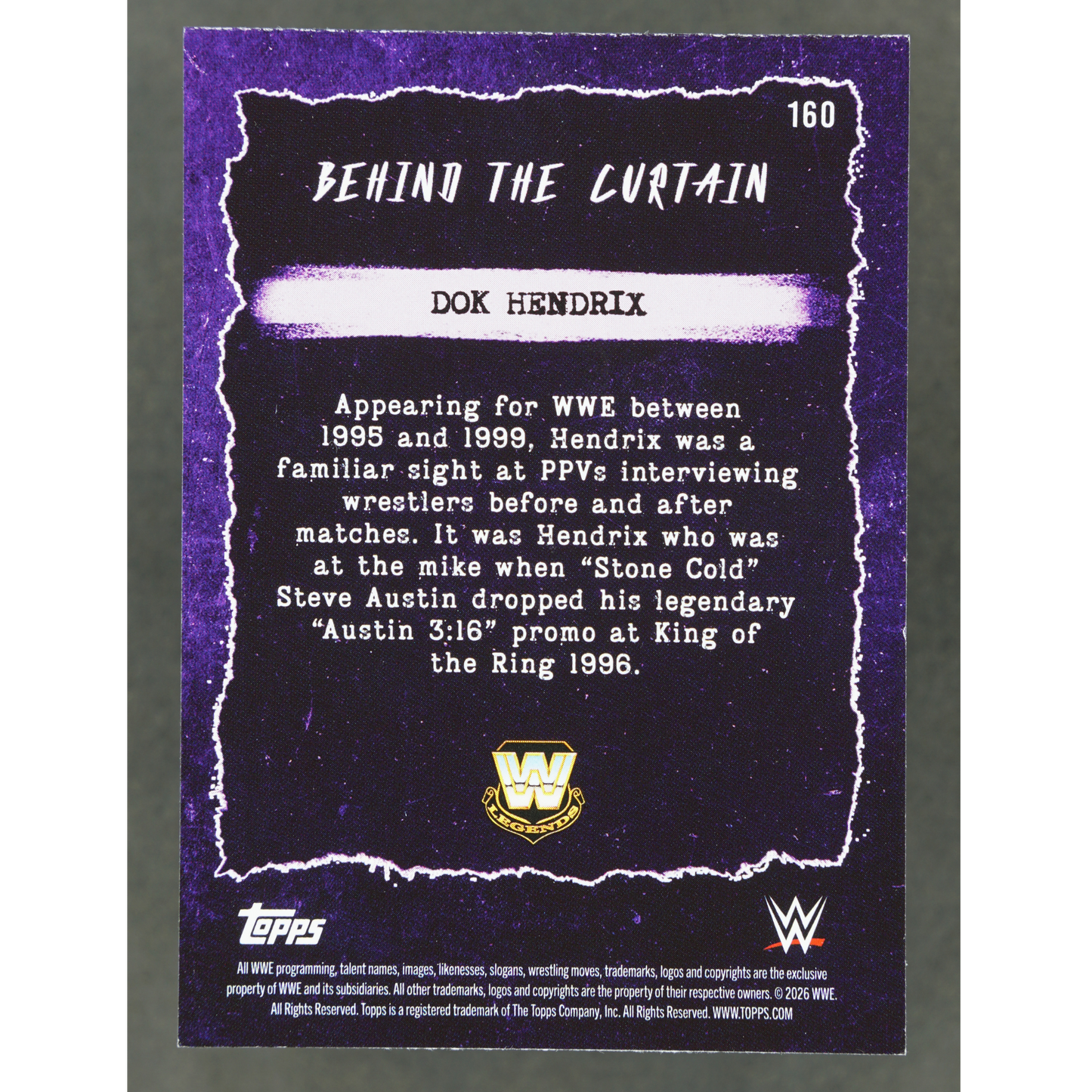 Dok Hendrix 2026 WWE Decades Behind the Curtain 55/75 #160