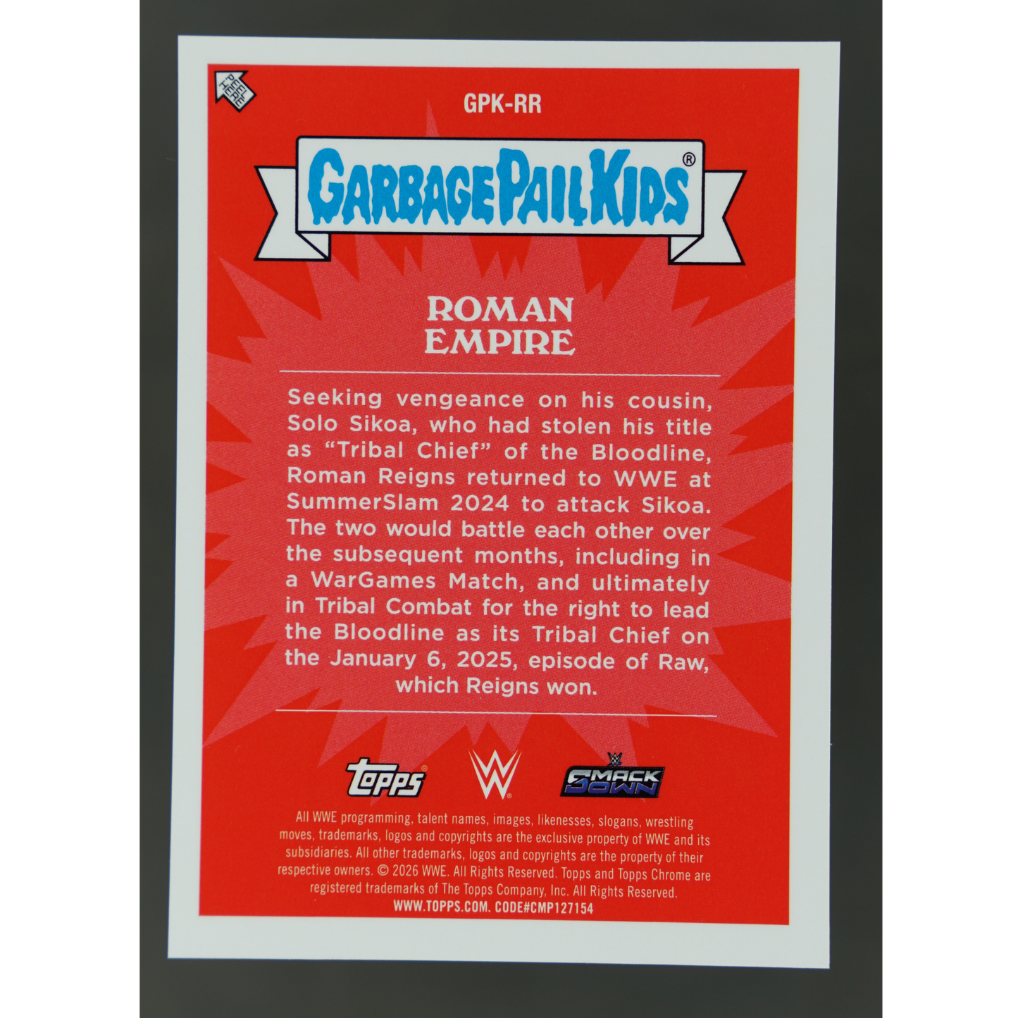 Roman Reigns 2026 Chrome Garbage Pail Kids #GBK-RR