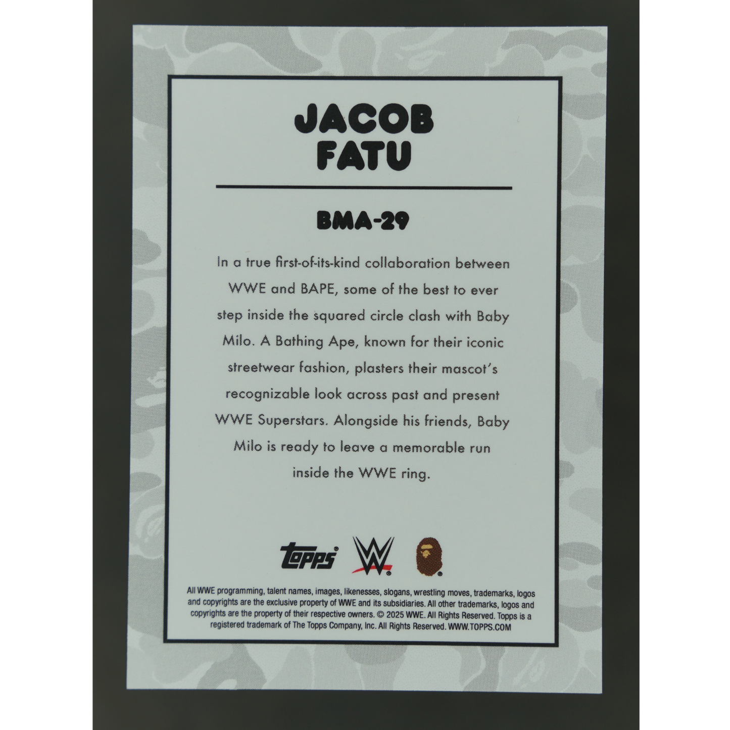 Jacob Fatu 2025 Topps x BAPE Baby Milo #BMA-29