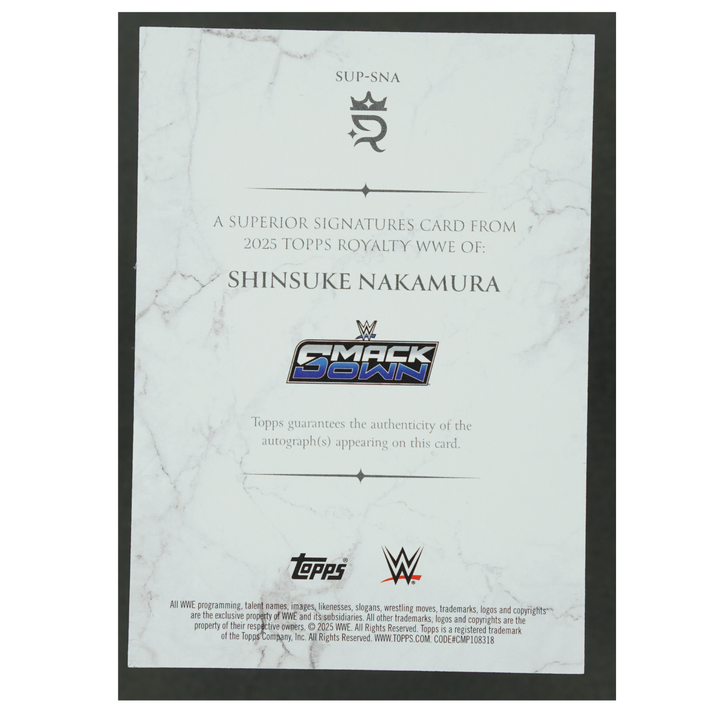 Shinsuke Nakamura 2025 Royalty Superior Signatures 47/99 #SUP-SNA