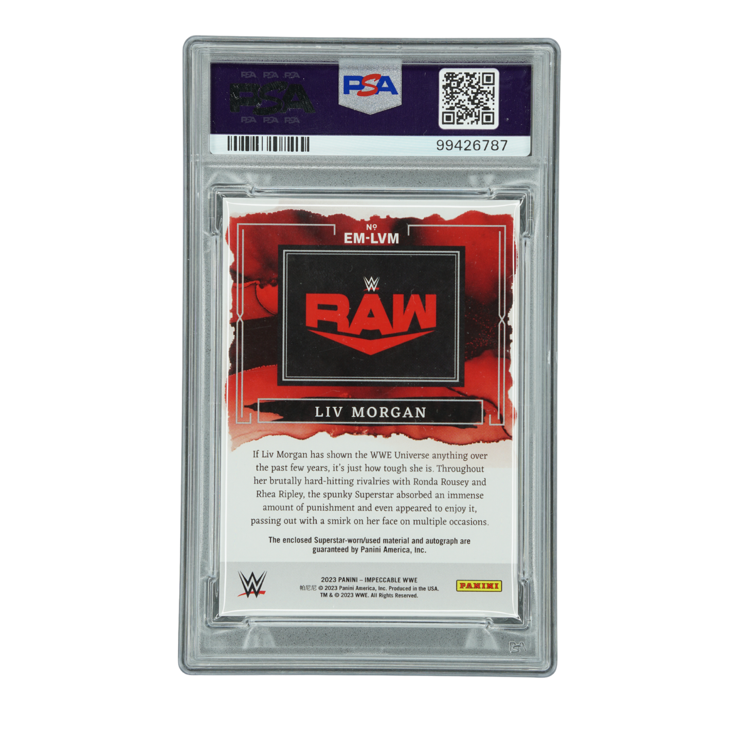 Liv Morgan 2023 Impeccable Elegance Memorabilia Auto 53/75 PSA 9 #EM-LVM