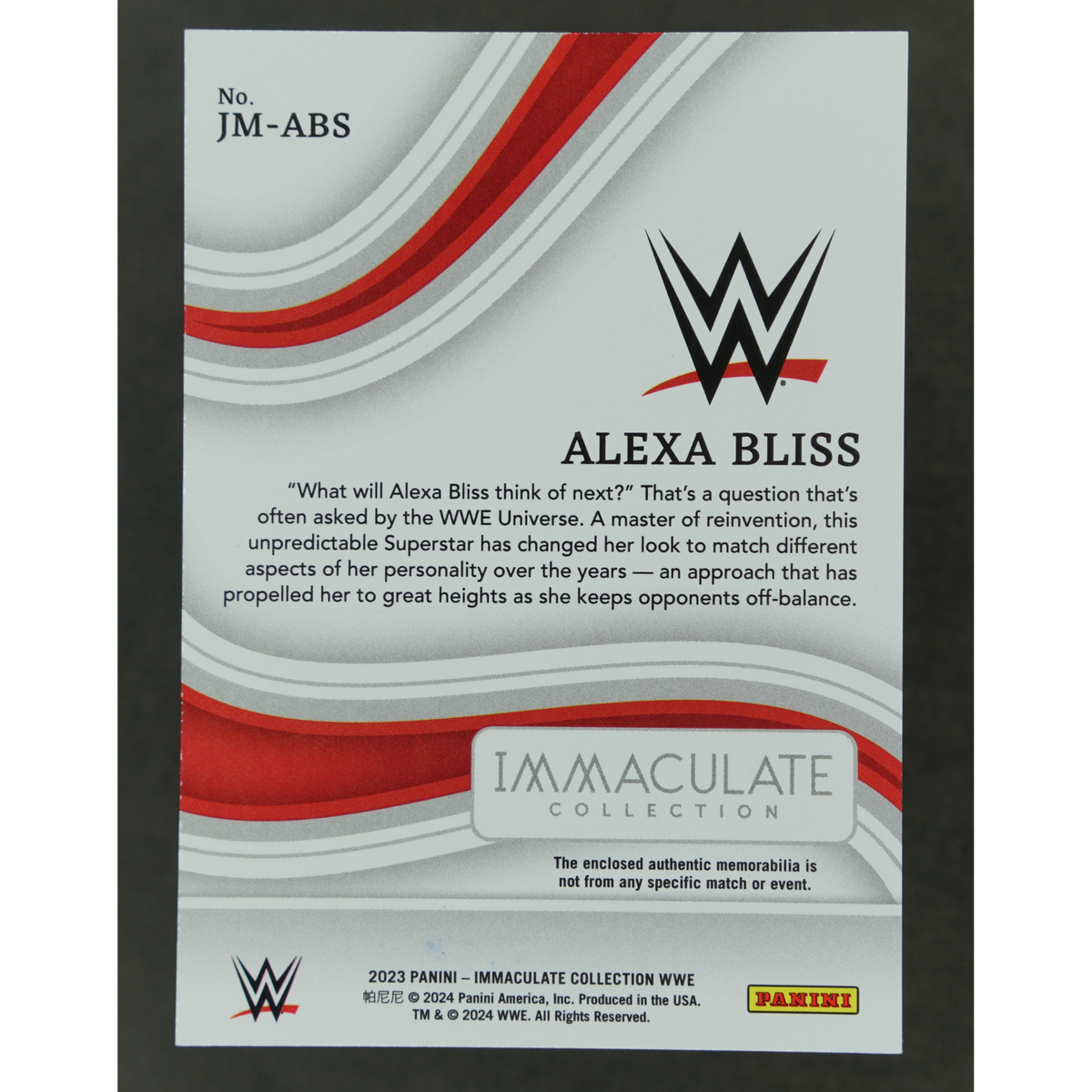 Alexa Bliss 2023 Immaculate Shirt Memorabilia 24/50 #JM-ABS