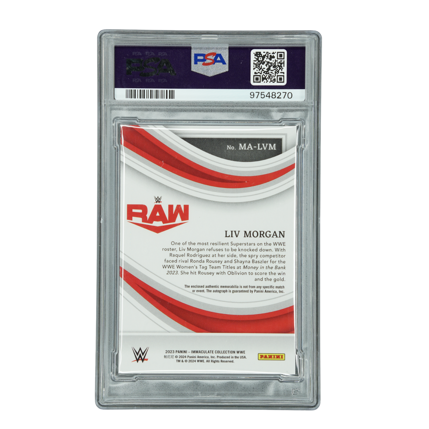 Liv Morgan 2023 Immaculate Memorabilia Auto 95/99 PSA 9 #MA-LVM