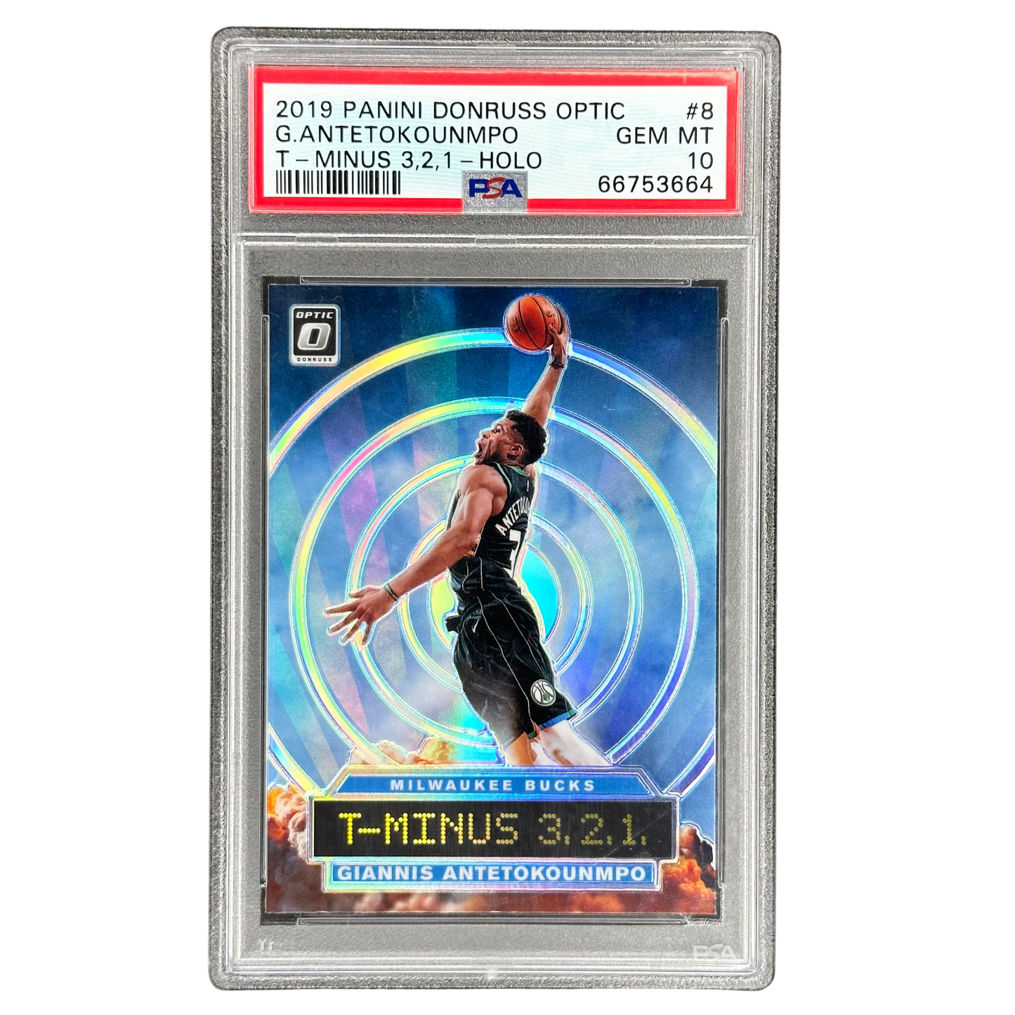 Giannis Antetokounmpo 2019 Optic T-Minus 3,2,1 Holo PSA 10 #8