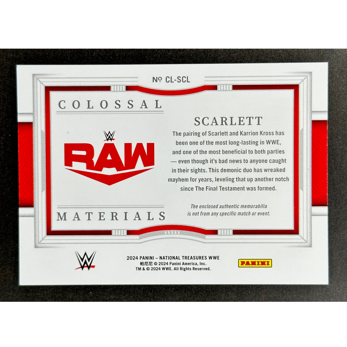 Scarlett 2024 National Treasures Colossal Memorabilia 10/25 #CL-SCL