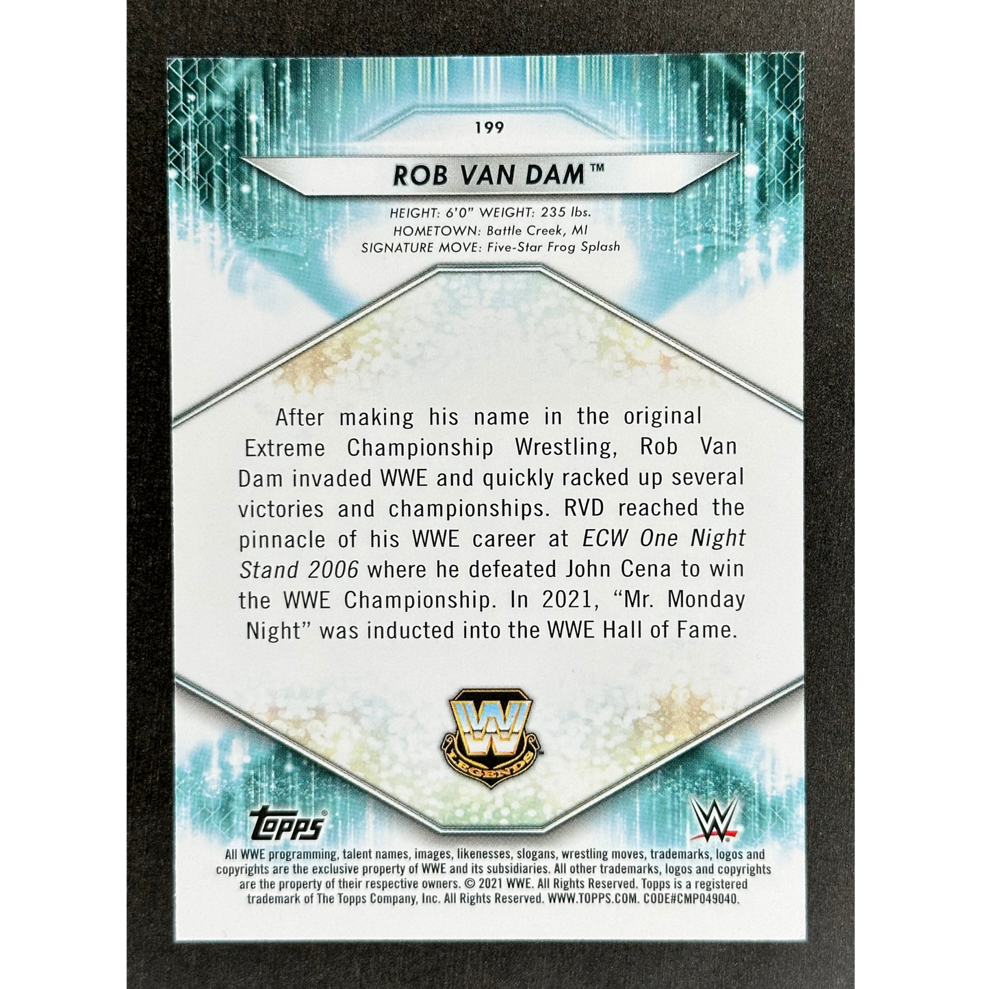 Rob Van Dam 2021 Topps 243/299 #199