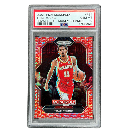 Trae Young 2022 Prizm Monopoly Red Money Shimmer 5/100 #PS4