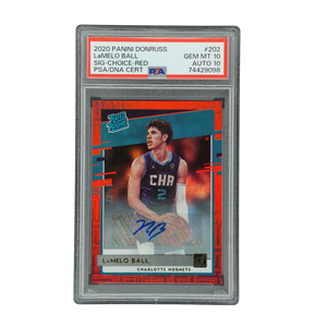 Lamelo Ball 2020 Donruss RC Signature Choice Red 33/99 PSA 10 #202