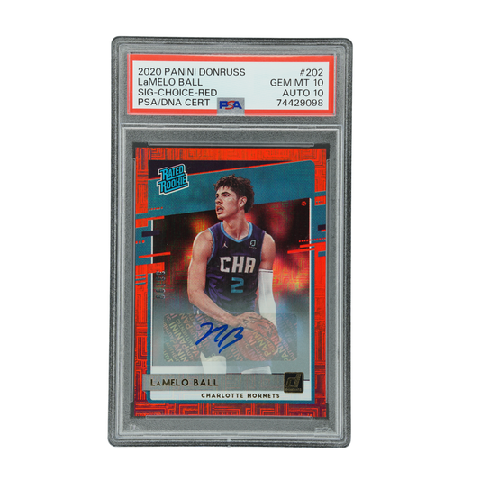 Lamelo Ball 2020 Donruss RC Signature Choice Red 33/99 PSA 10 #202