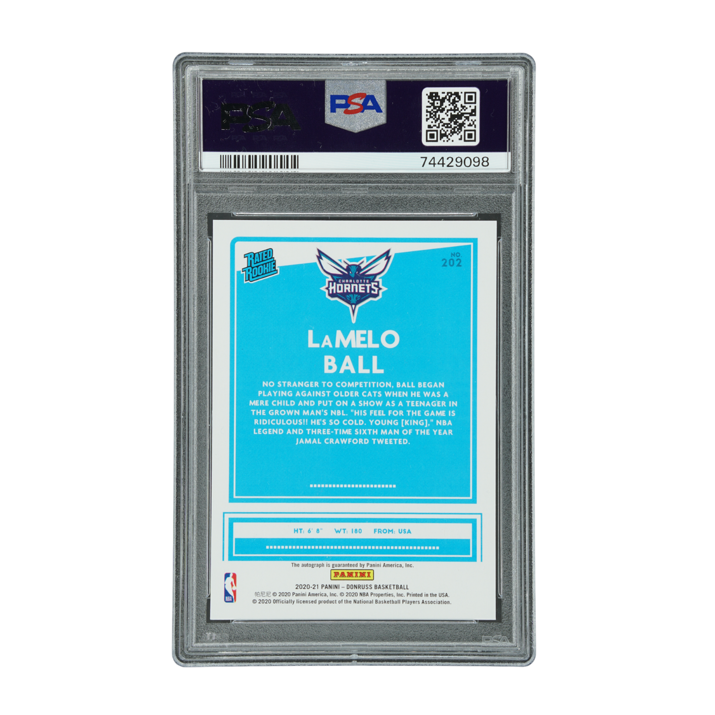Lamelo Ball 2020 Donruss RC Signature Choice Red 33/99 PSA 10 #202