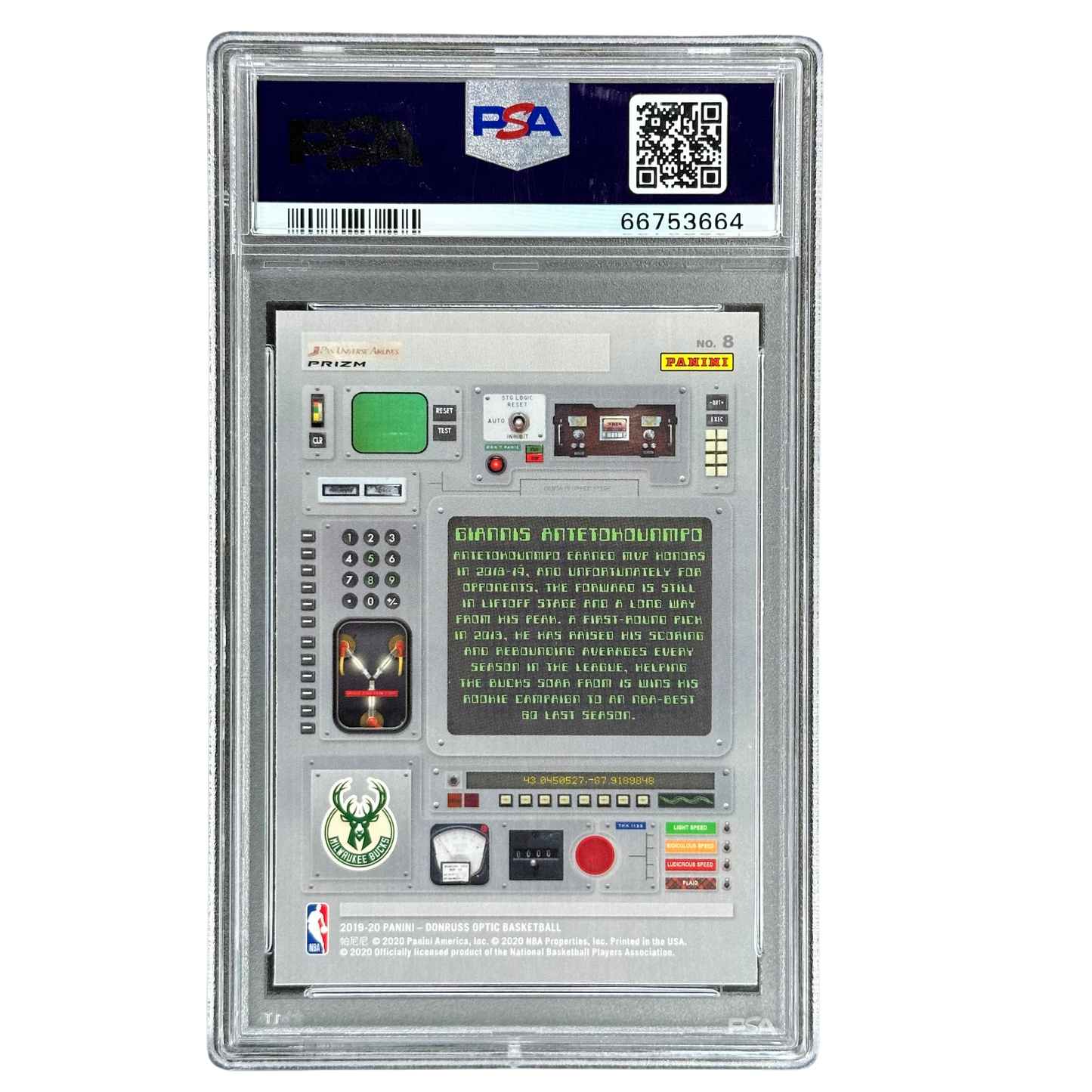Giannis Antetokounmpo 2019 Optic T-Minus 3,2,1 Holo PSA 10 #8