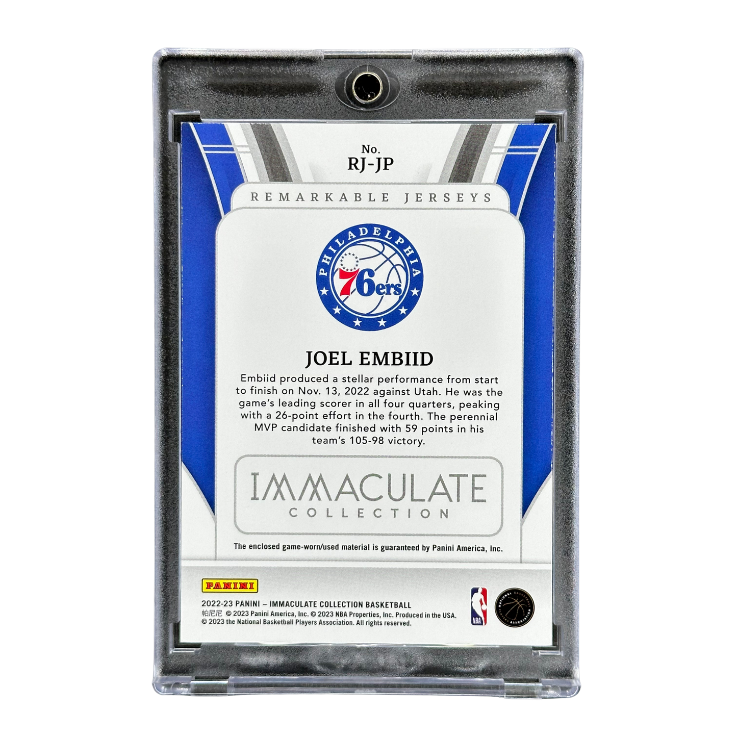 Joel Embiid 2022 Immaculate Remarkable Jerseys 83/99 #RJ-JP